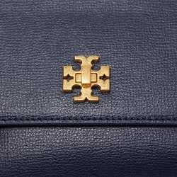 Pre Owned Tory Burch Blue Leather Kira Clutch