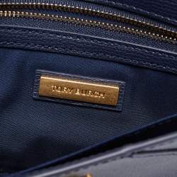 Pre Owned Tory Burch Blue Leather Kira Clutch