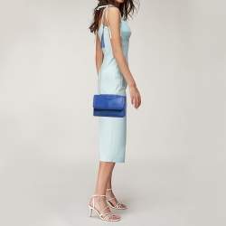 Pre Owned Tory Burch Blue Leather Small Fleming Shoulder Bag