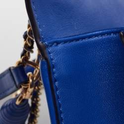 Pre Owned Tory Burch Blue Leather Small Fleming Shoulder Bag