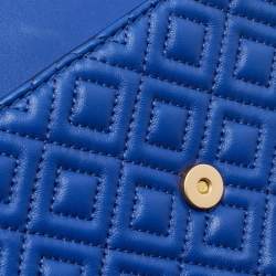 Pre Owned Tory Burch Blue Leather Small Fleming Shoulder Bag