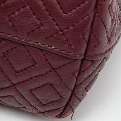Tory Burch Burgundy Quilted Leather Fleming Satchel