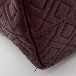 Tory Burch Burgundy Quilted Leather Fleming Satchel