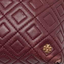 Tory Burch Burgundy Quilted Leather Fleming Satchel