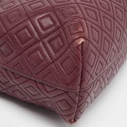 Tory Burch Burgundy Quilted Leather Fleming Satchel