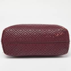 Tory Burch Burgundy Quilted Leather Fleming Satchel