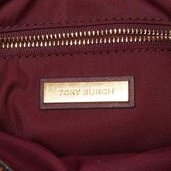Tory Burch Burgundy Quilted Leather Fleming Satchel