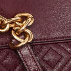Tory Burch Burgundy Quilted Leather Fleming Satchel
