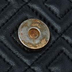 Pre Owned Tory Burch Black Leather Large Fleming Shoulder Bag