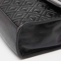 Pre Owned Tory Burch Black Leather Large Fleming Shoulder Bag