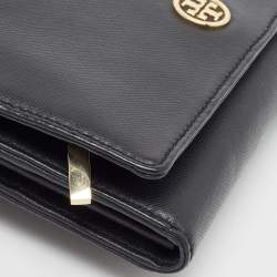 Pre Owned Tory Burch Black Leather Robinson Chain Clutch Bag