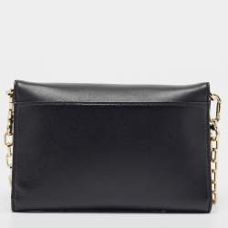 Pre Owned Tory Burch Black Leather Robinson Chain Clutch Bag