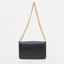 Pre Owned Tory Burch Black Grained Leather Chelsea Shoulder Bag