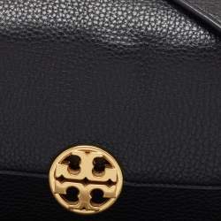 Pre Owned Tory Burch Black Grained Leather Chelsea Shoulder Bag