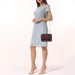 Pre Owned Tory Burch Burgundy Velvet Studded Fleming Shoulder Bag