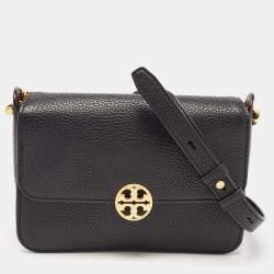 Pre Owned Tory Burch Black Leather Chelsea Crossbody Bag