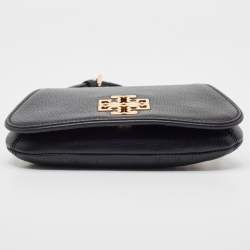 Pre Owned Tory Burch Black Leather Mini Britten Crossbody Bag