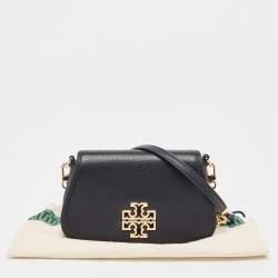 Pre Owned Tory Burch Black Leather Mini Britten Crossbody Bag