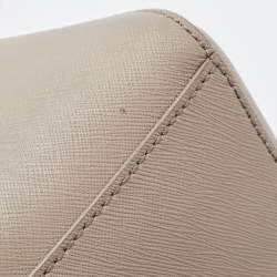 Pre Owned Tory Burch French Grey Saffiano Leather Small York Buckle Tote