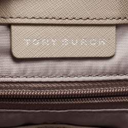 Pre Owned Tory Burch French Grey Saffiano Leather Small York Buckle Tote