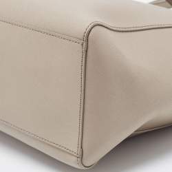 Pre Owned Tory Burch French Grey Saffiano Leather Small York Buckle Tote