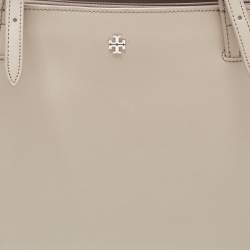 Pre Owned Tory Burch French Grey Saffiano Leather Small York Buckle Tote