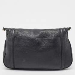 Pre Owned Tory Burch Black Leather Amanda Foldover Crossbody Bag