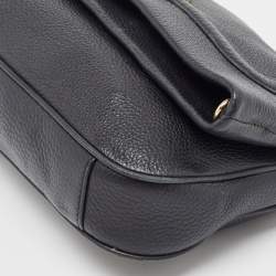 Pre Owned Tory Burch Black Leather Amanda Foldover Crossbody Bag