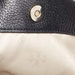 Pre Owned Tory Burch Black Leather Amanda Foldover Crossbody Bag