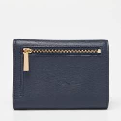 Tory Burch Blue Leather Robinson Flap Trifold Wallet