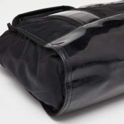 Pre Owned Tory Burch Black Nylon and Leather Ella Tote