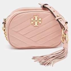 Pre Owned Tory Burch Pink Leather Kira Camera Crossbody Bag
