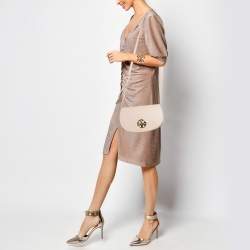 Pre Owned Tory Burch Pink Leather Britten Crossbody Bag