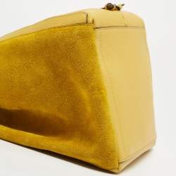 Pre Owned Tory Burch Yellow Leather and Suede McGraw Dragonfly Drawstring Bag