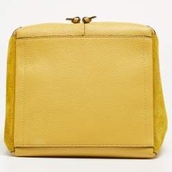 Pre Owned Tory Burch Yellow Leather and Suede McGraw Dragonfly Drawstring Bag