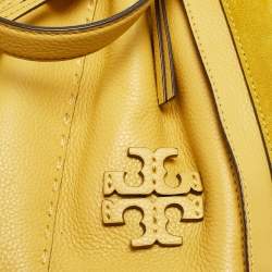 Pre Owned Tory Burch Yellow Leather and Suede McGraw Dragonfly Drawstring Bag
