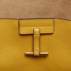 Pre Owned Tory Burch Yellow Leather and Suede McGraw Dragonfly Drawstring Bag