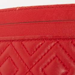 Tory Burch Red Quilted Leather Fleming Card Holder