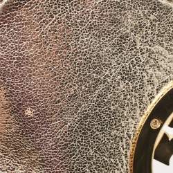 Pre Owned Tory Burch Gold Laminated Leather Reva Logo Crossbody Bag