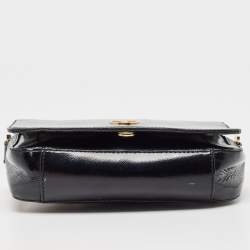 Pre Owned Tory Burch Black Saffiano Patent Leather Robinson Shoulder Bag