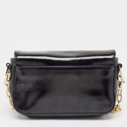 Pre Owned Tory Burch Black Saffiano Patent Leather Robinson Shoulder Bag