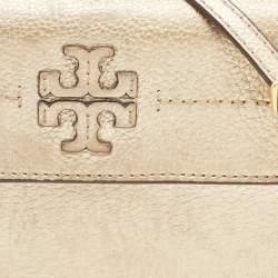 Pre Owned Tory Burch Gold Leather Mcgraw Crossbody Bag