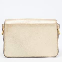 Pre Owned Tory Burch Gold Leather Mcgraw Crossbody Bag