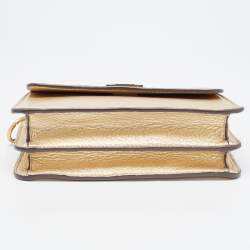 Pre Owned Tory Burch Gold Leather Mcgraw Crossbody Bag