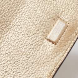 Pre Owned Tory Burch Gold Leather Mcgraw Crossbody Bag