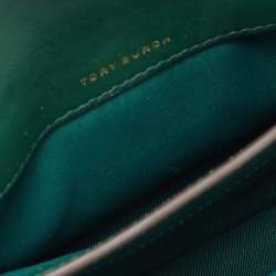 Pre Owned Tory Burch Green/Off-White Python Print Leather And Leather Kira Belt Bag