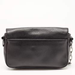 Pre Owned Tory Burch Black Leather Robinson Flap Crossbody Bag