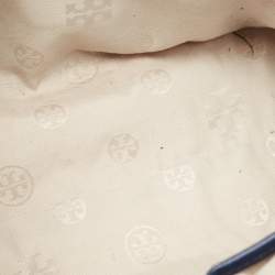 Pre Owned Tory Burch Blue Patent And Leather Robinson Middy Satchel