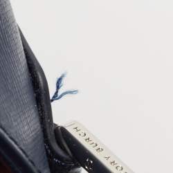 Pre Owned Tory Burch Blue Patent And Leather Robinson Middy Satchel