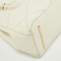 Pre Owned Tory Burch Off White Leather Mini Robinson Double Zip Tote